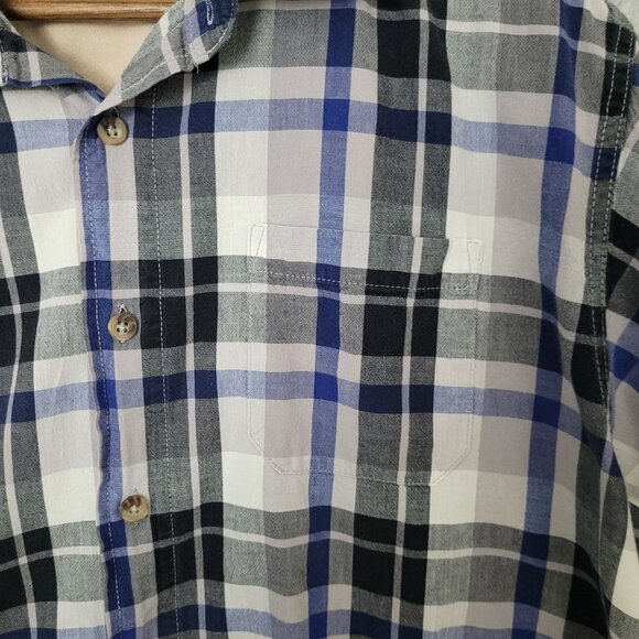 Wrangler Authentics Plaid Short Sleeve Button Front Shirt Mens XL Blue Western - Picture 5 of 7